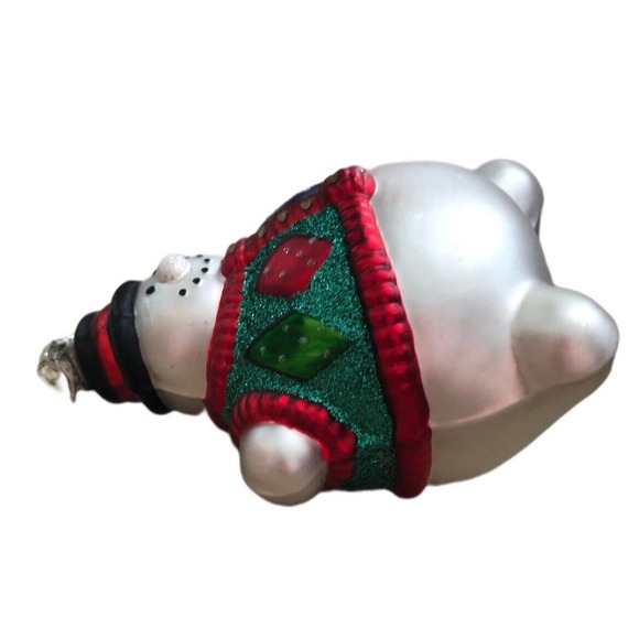Department 56 Snowman With Sweater Mercury Glass Handpainted Ornament 5.5" - Picture 4 of 7
